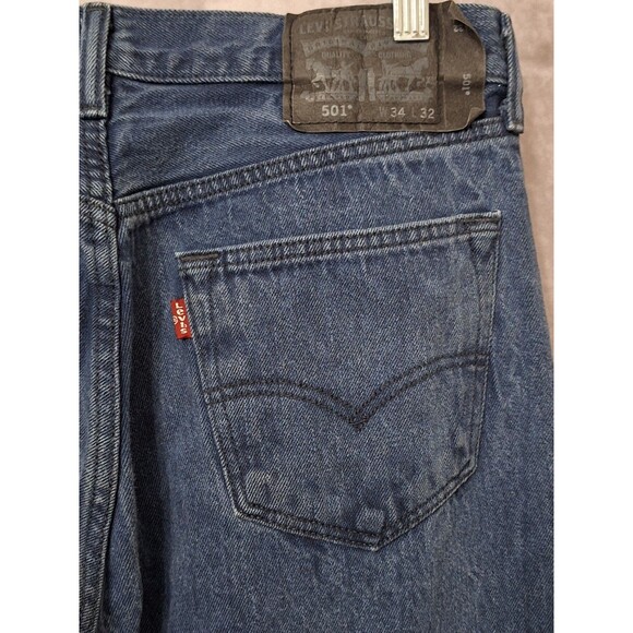 Levi's 501 Black Tab Jeans Men's 34x32 Blue Button Fly Faded Y2K Grunge Skater - Picture 4 of 8